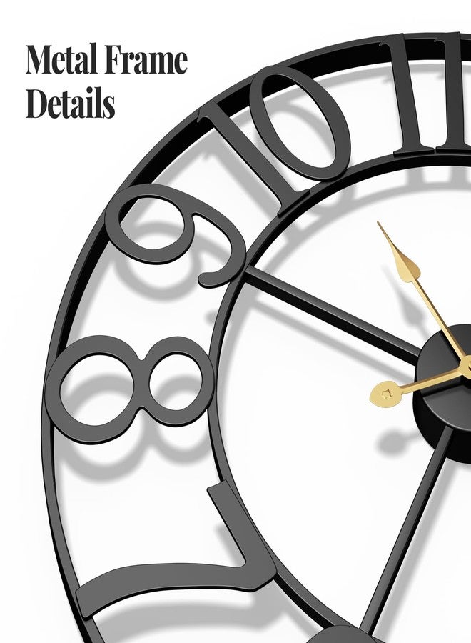 Cuspin Van Gogh Art Wall Clock, Large Wall Clock for Living Room Kitchen Mantel, Completely Silent Non Ticking Battery-Operated Metal Round Rustic Modern Black Wall Clock - 24 Inch Arabic Number - Image 5